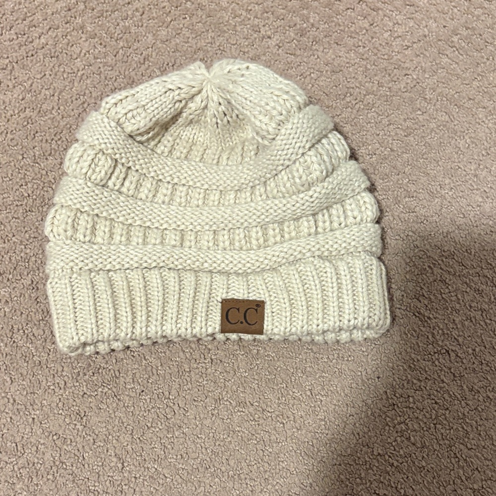 C.C Kids Ivory Knit Beanie